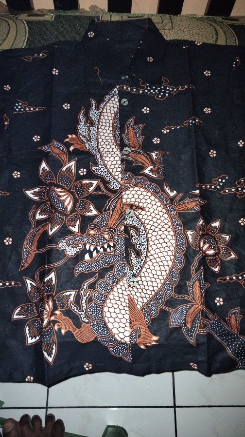 Baju Batik Couple Keluarga Gamis Batik Kemeja Panjang Dan Dua Anak Bisa Pisah Motif Naga Besar