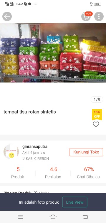 Tempat Tisu Rotan Sintetis