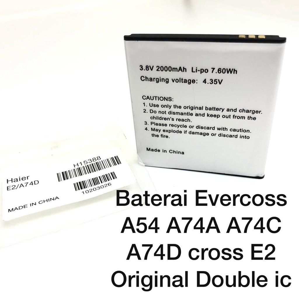 PROMO Baterai Evercoss A54 A74A A74C A74D E2 Original Double Power Batre Battery HP Cross Evercross non packing