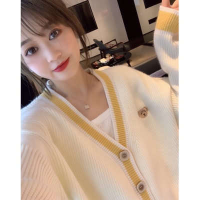 Spring yellow V-Neck Sweater Korean loose cardigan --- Blaire Cardigan-2