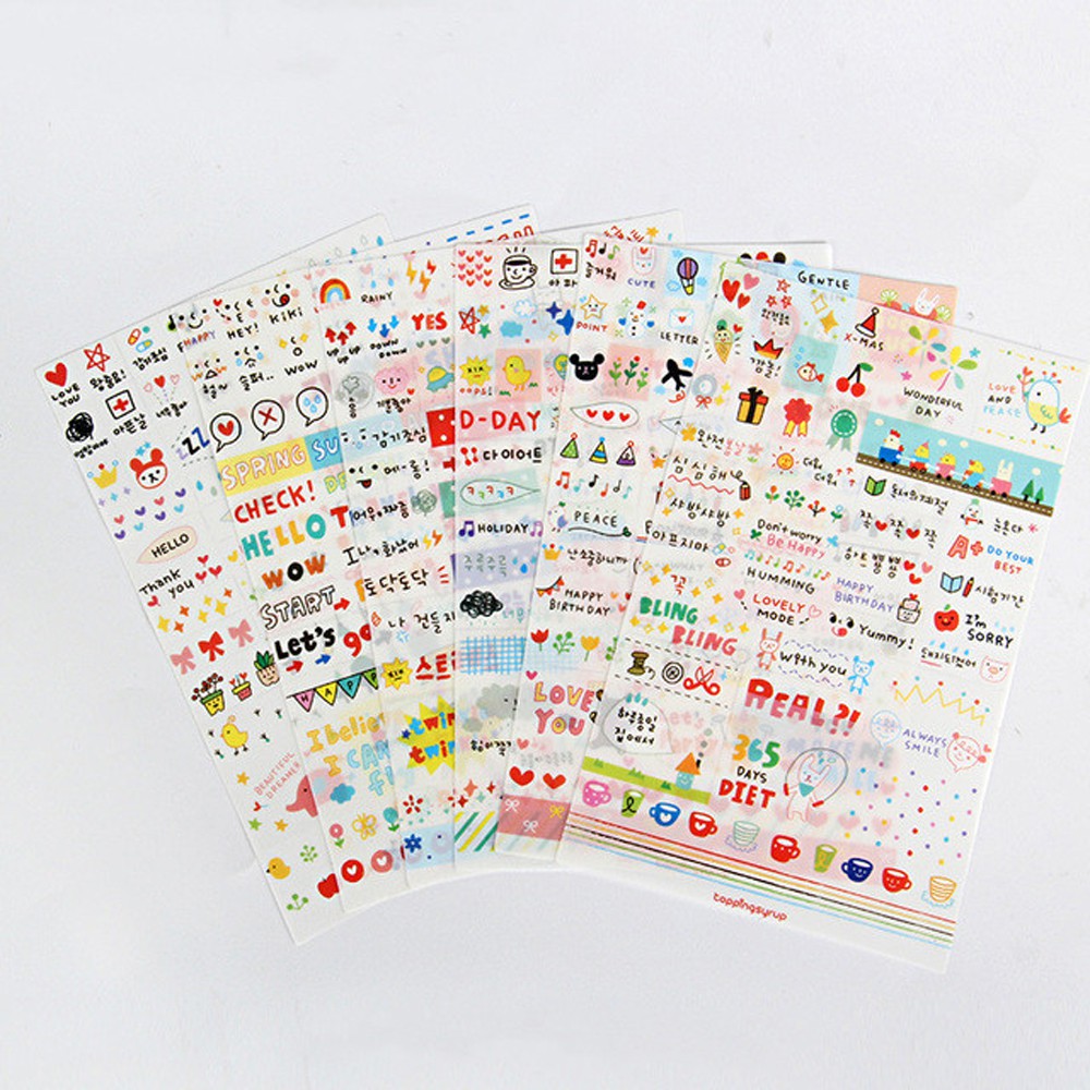 Lanfy Stiker Label Motif Kartun Retro Untuk Dekorasi Diary / Scrapbook / Jurnal / Agenda