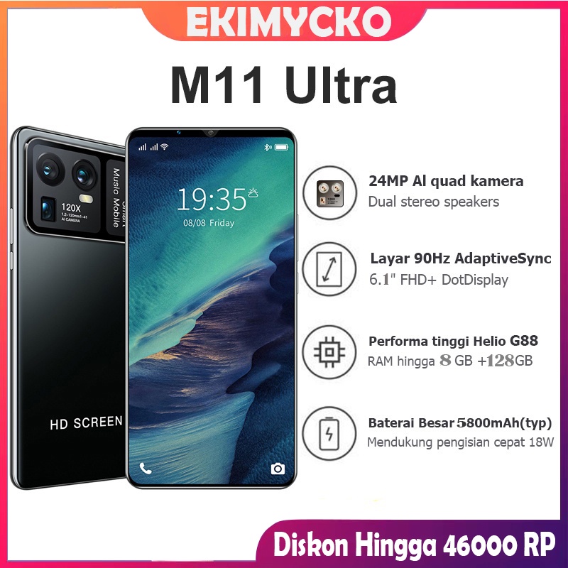 【Produk Baru HP】M11ultra HP Smartphone 8GB+128GB Handphone Murah Promo Cuci Gudang Android Ponsel Baru Original 6.1 Inci 5G HD Screen Mobile Phone Best Gaming Performance Cellphone