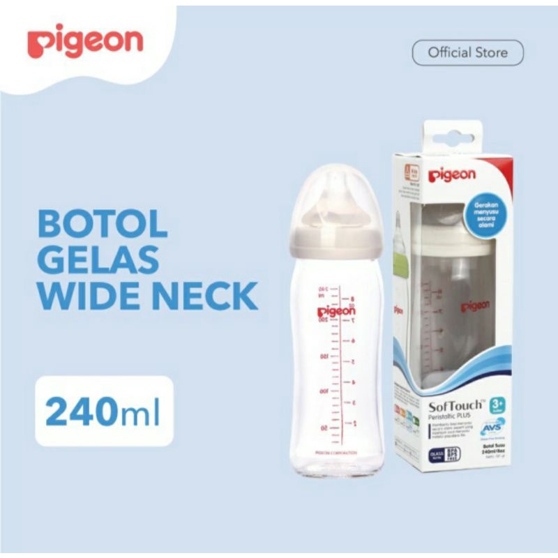 PIGEON Glass 160ml Botol Kaca Pigeon Peristaltic Plus wide neck 240ml / Botol susu kaca pigeon wideneck / Botol Susu Kaca Slimneck 120ml