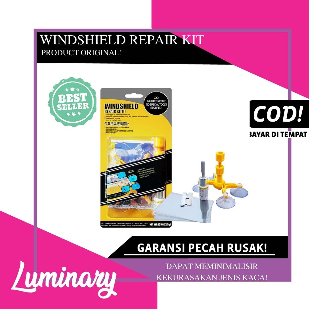 [KUNING] Windshield Repair Kit Glass LEM KACA MOBIL RETAK LEM LAYAR LCD HP RETAK LEM KACA AQUARIUM