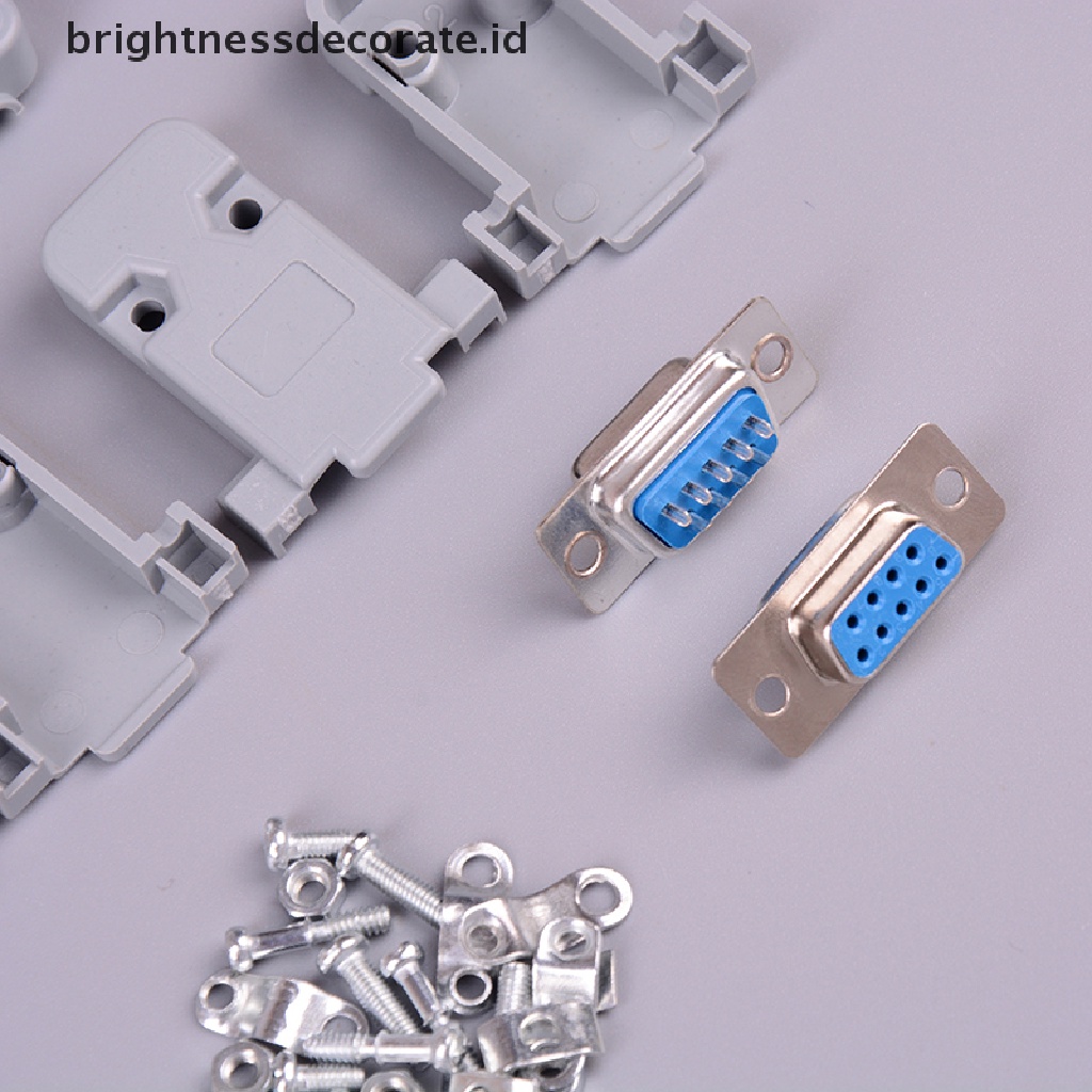 2 Set Rs232 Db9 Female Socket Plug Connector 9 Pin Tembaga Rs232 Dengan Case