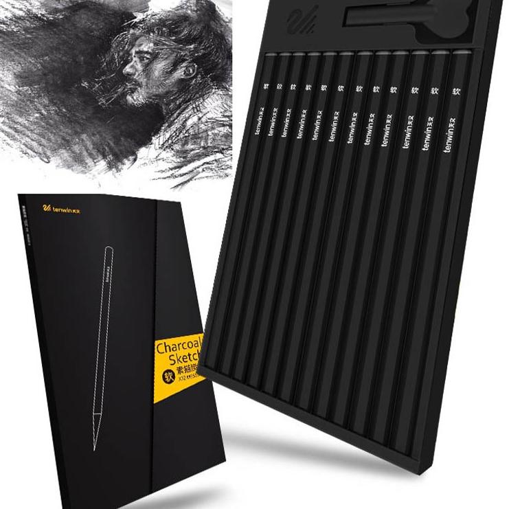 

ONTQ Triple W 12 PCS Charcoal Pencil Art Paint Pensil Arang Gambar Sketsa 935AULR