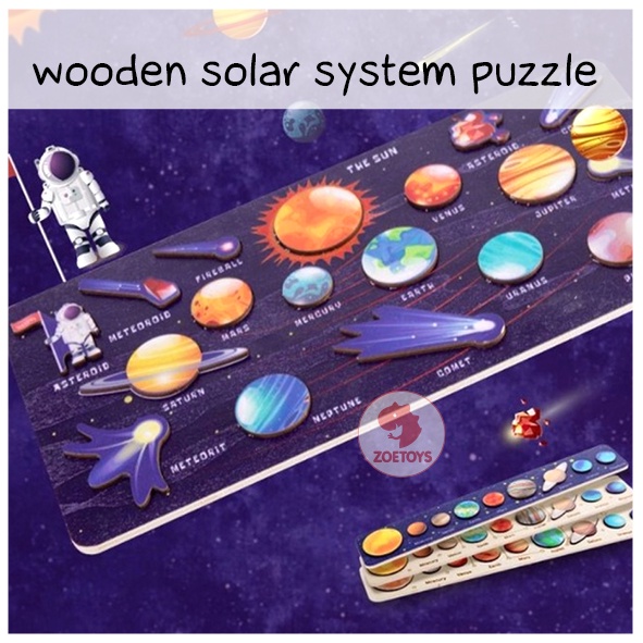 Zoetoys Wooden Solar System Puzzle | Kayu Matching Planet Alat Peraga Sistem Tata Surya Exploring the Universe | Montessori Wood Toys Space Kids Planets