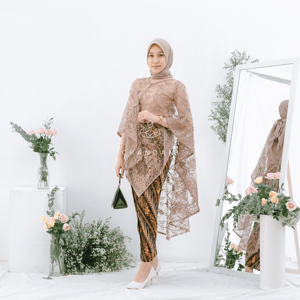 chandani.id • MEMAYU OUTER MOCCA | Outer Kebaya Tulle Tumpal Premium Wisuda Lamaran Seragam Bridesmaid. outer kondangan. kebaya wisuda. outer brokat. by chandani