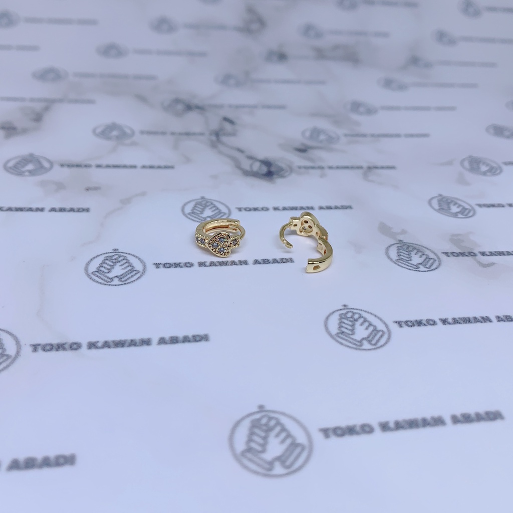 Xuping Gold Anting Anak Perempuan Anti Karat Model Clip Permata *16