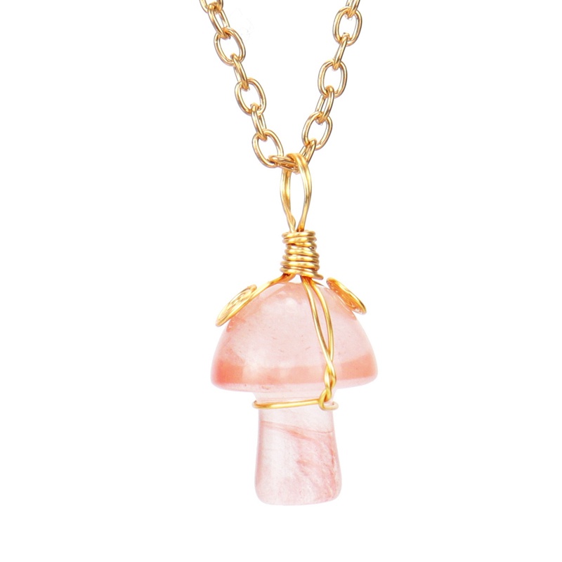 1pc Kalung Rantai Batu Kristal Jamur Handmade Untuk Pria Dan Wanita