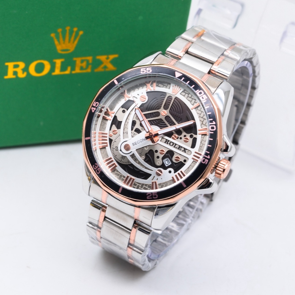 Jam Tangan Pria Rolex H3905B Tali Rantai Tanggal Aktif Chrono Variasi Free Box Rolex & Baterai (Free
