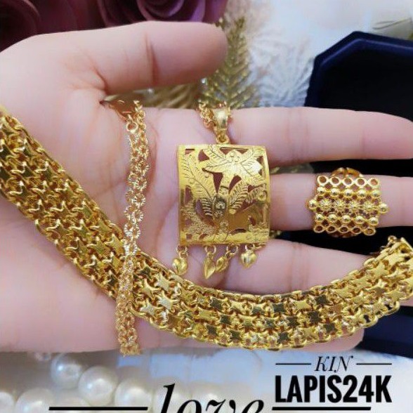 Xuping Set Perhiasan Lapis Emas 24K Terlaris 338F