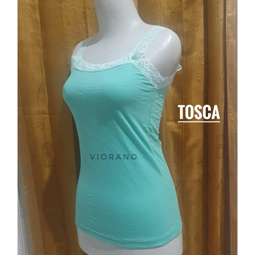 Termurah Tanktop Renda Wanita Harga Murah All Size Tengtop Cewek Camisol Tali Renda Tentop Dalaman-Tosca Standar