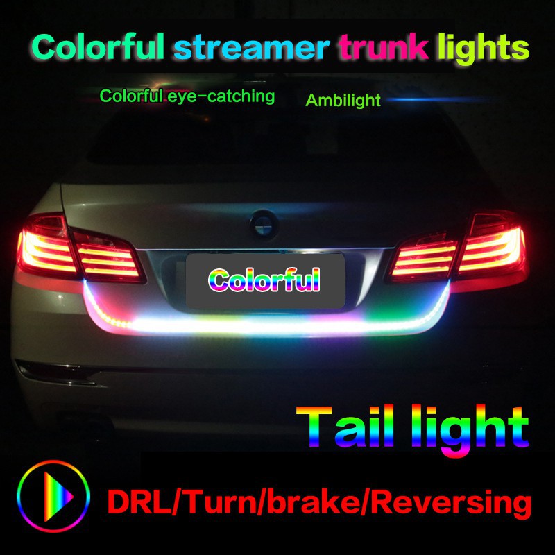 stock】smile light LED Strip Trunk Tail Brake Turn Signal LAMP Flow Type Ice Blue