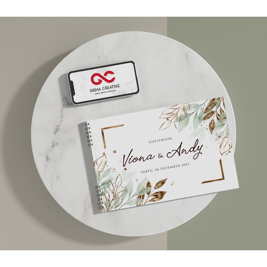 BUKU TAMU PERNIKAHAN HARD COVER DESIGN TEMPLATE JILID SPIRAL CETAK FULL COLOUR