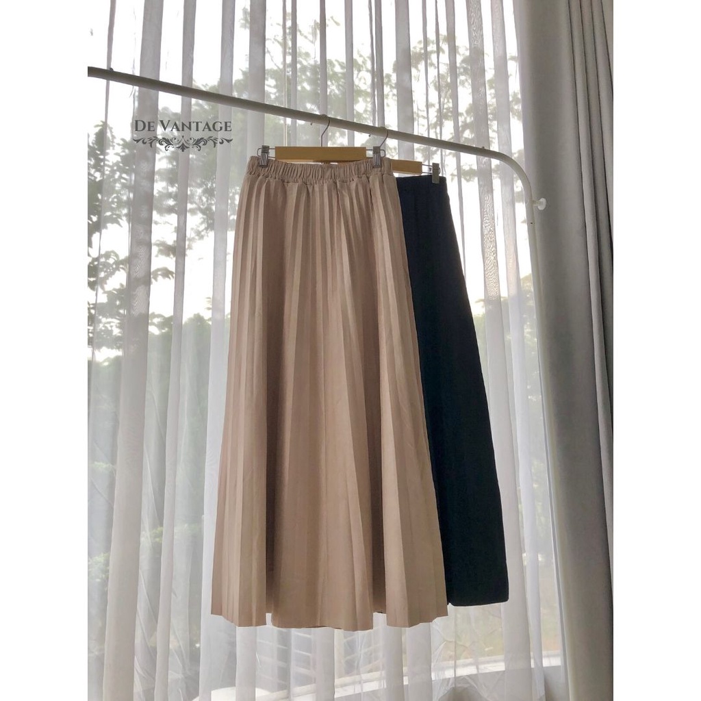 Rok Plisket Suede / Rok Polos Panjang / Pleated Suede Skirt