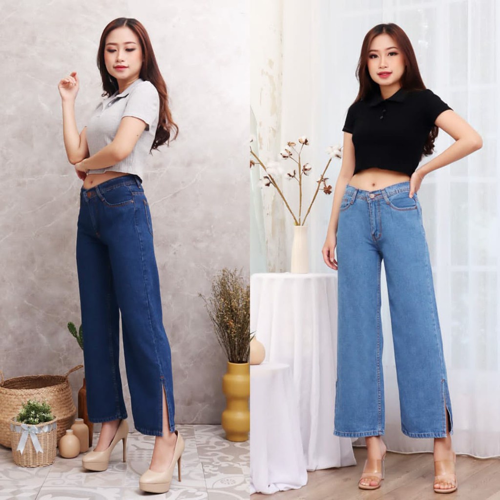 Kulot Jeans High Waist Premium / Kulot Jeans Belah Samping Ripped Sobek / Kulot Jeans Fwr - Claire K