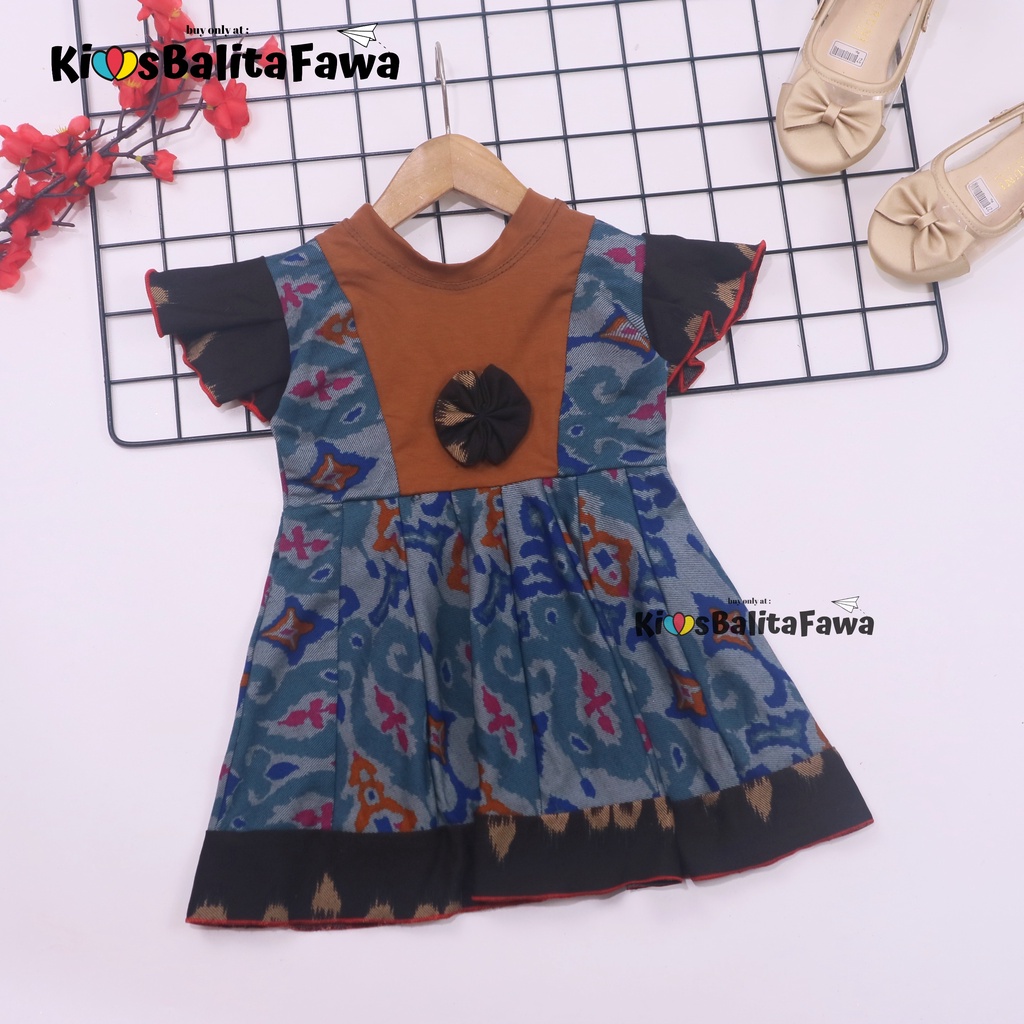 (BATIK) Dress Tania uk 6-18 Bulan / Dres Anak Bayi Perempuan Lengan Pendek Gaun Pesta Import Baby