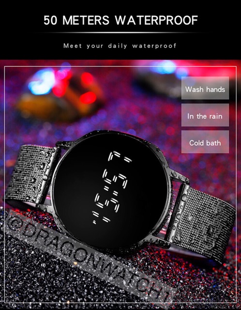 ［Ready Stock］Jam tangan magnet Pria LED Digital layar sentuh S1094