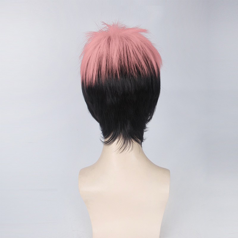 LOL-56 wig rambut palsu pria gradasi hitam pink kpop cosplay wig daily