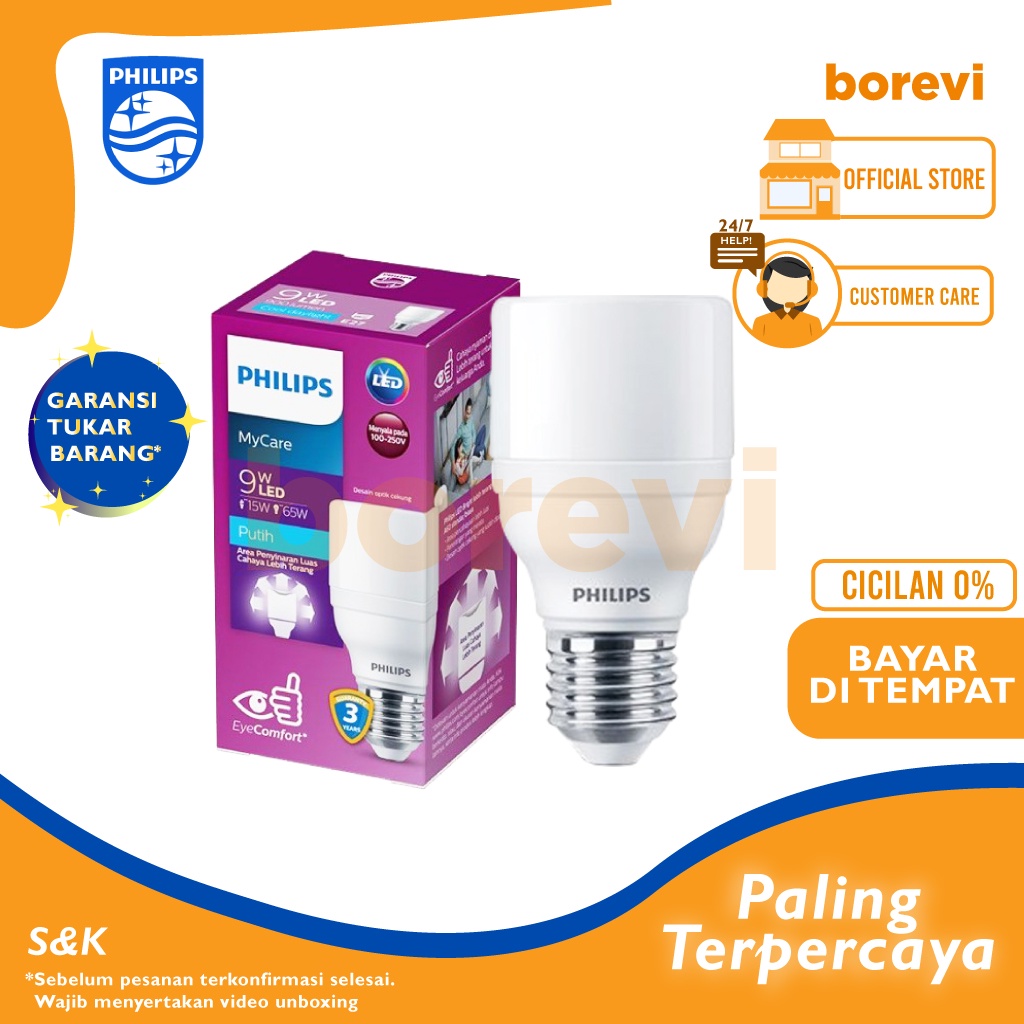 LAMPU PHILIPS LED BRIGHT 9W / LAMPU LED PHILIPS 9 WATT