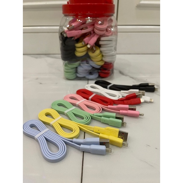 ISI 50 Pcs Kabel Data Toplesan Macaron MICRO/TYPE C/IPH Murah Fast Charging