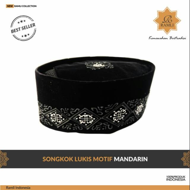 TERBARU!! Peci Songkok Kopyah Hitam motif MANDARIN