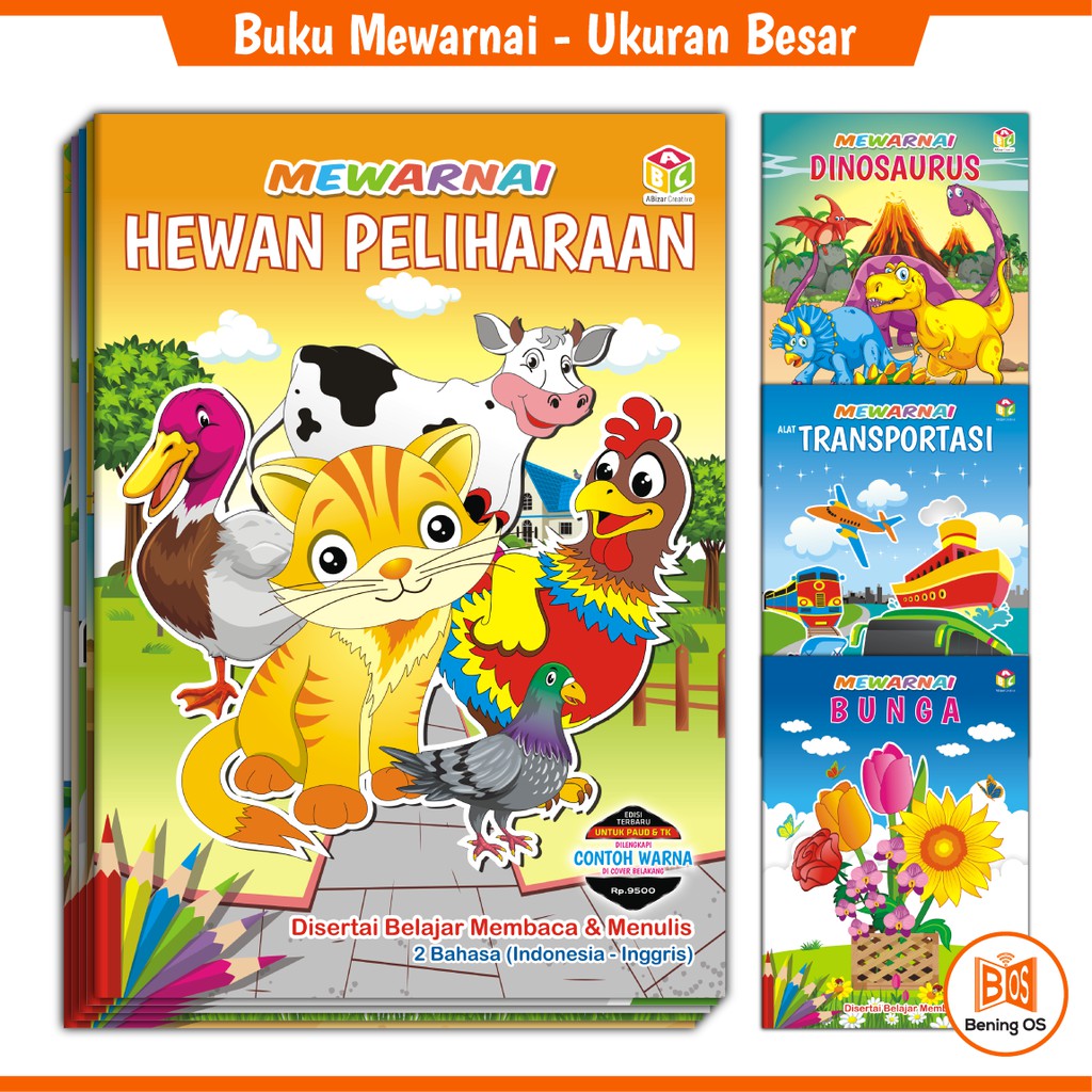  Buku  Mewarnai  Anak  TK PAUD  SD Ukuran Besar Shopee 