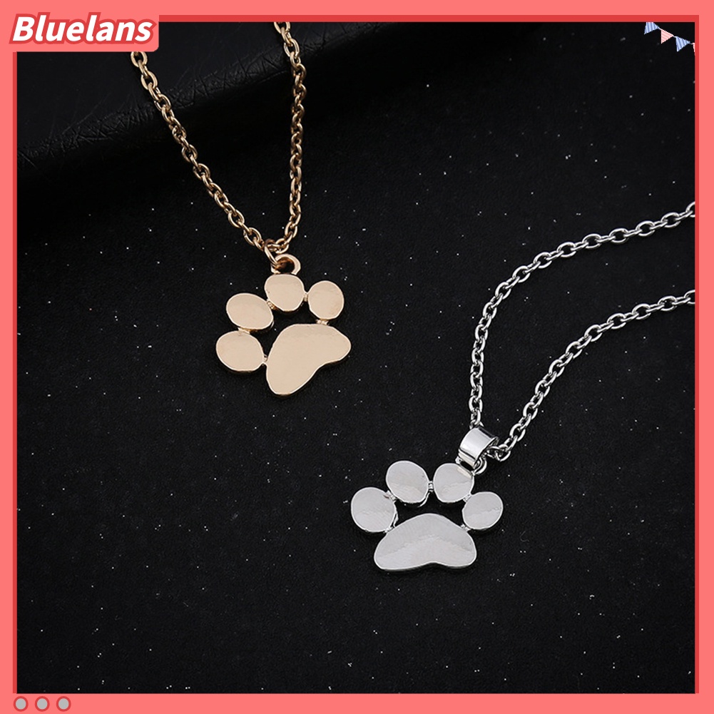 Bluelans Kalung Rantai Dengan Liontin Bentuk Kaki Anjing Kucing Untuk Wanita