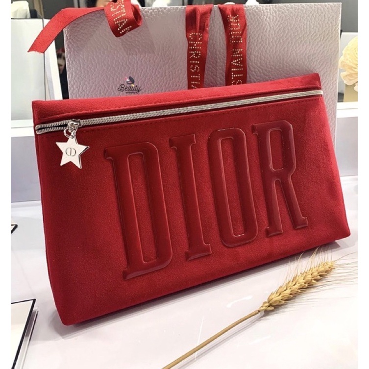DIOR BIG SIZE CLUTCH POUCH MAROON RED