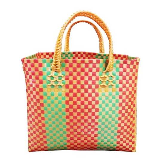 Tas Anyam Lurik Polos/ Hampers Lebaran /Tas Tenteng Belanja Kerajinan / Anyam Plastik Motif