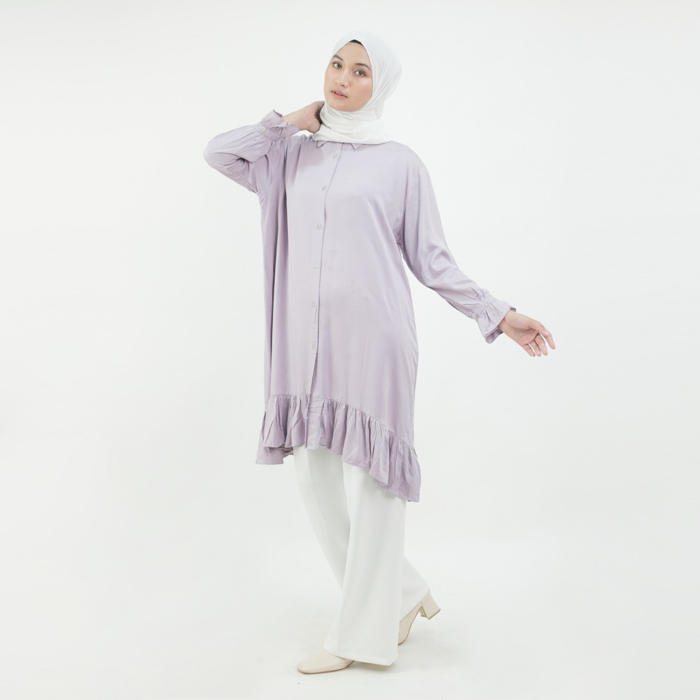 Sayla Fashion - Long Tunik Tunic Katun Rayon Polos Premium Wanita Jumbo Terbaru Atasan Oversize S M 