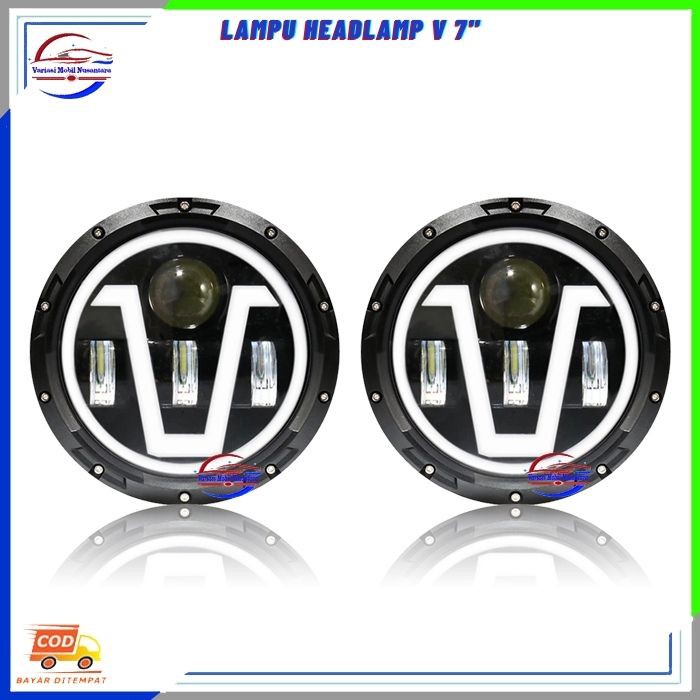 Lampu Led Variasi Utama Depan Sorot Headlamp Hadlamp Bulat 7 Inchi Variasi Mobil Rubicon Jeep