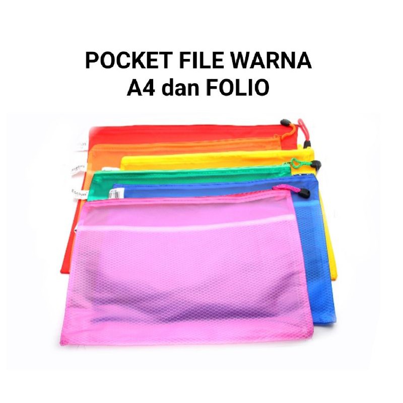 

Map Plastik Pocket File Zipper Ukuran Folio dan A4 WARNA / Eselon