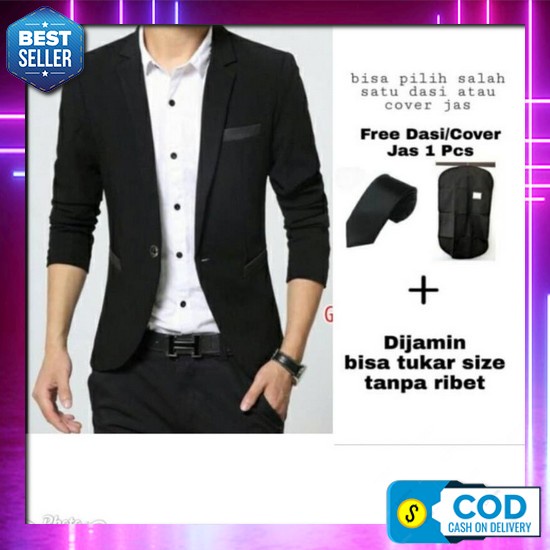 [Bisa Cod] Jas Hitam Polos / Acara Wisuda / Jas Nikah / Jas Formal / Jas Slimfit / Jas Pria / Termur