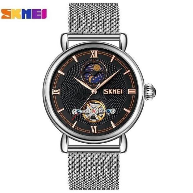 RECOMENDED SKMEI 9220 AUTOMATIC MECHANICAL MEN WATCHES TOURBILLON SILVER HITAM