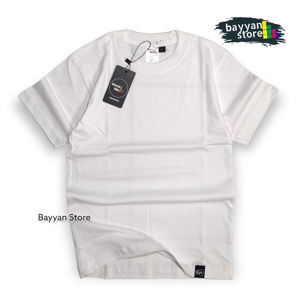 Bayyan Kaos Distro Anak Polos Umur 1 - 12 Tahun Cotton Soft 30s