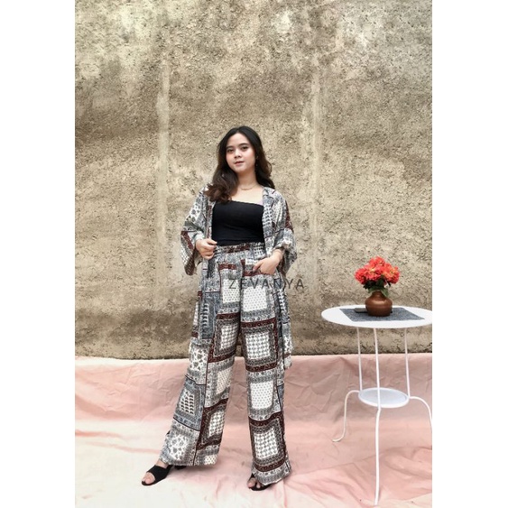 TIARA SET - Oneset Kondangan Wanita Motif Atasan Baju Celana Lengan Panjang / Setelan Wanita