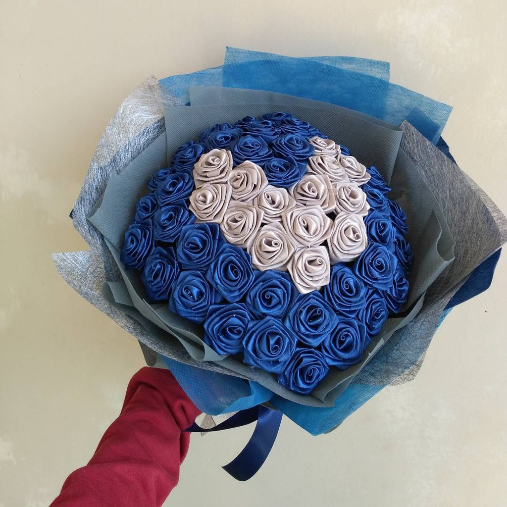 SATIN ROSE BOUQUET isi 50 bunga buket satin buket bunga satin kado valentine