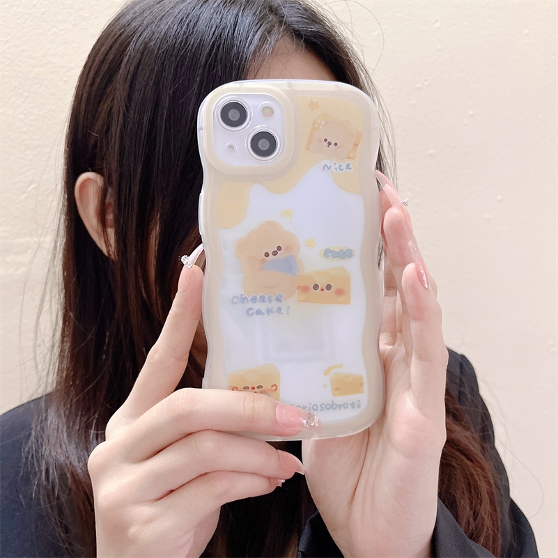 Soft Case Silikon TPU Motif Keju Beruang Untuk iPhone 13 12 11 Pro Max X Xr Xs Max SE 8 7 6 6s Plus