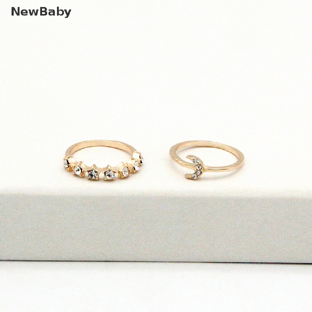 9 Pcs / set Cincin Desain Bulan Bintang Gaya Bohemian Untuk Wanita