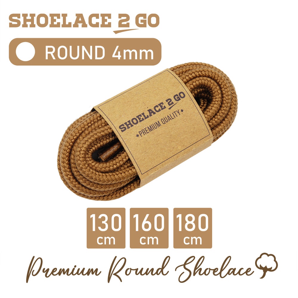 SHOELACE 2 GO PREMIUM TALI SEPATU BULAT ROUND - C1 - BROWN