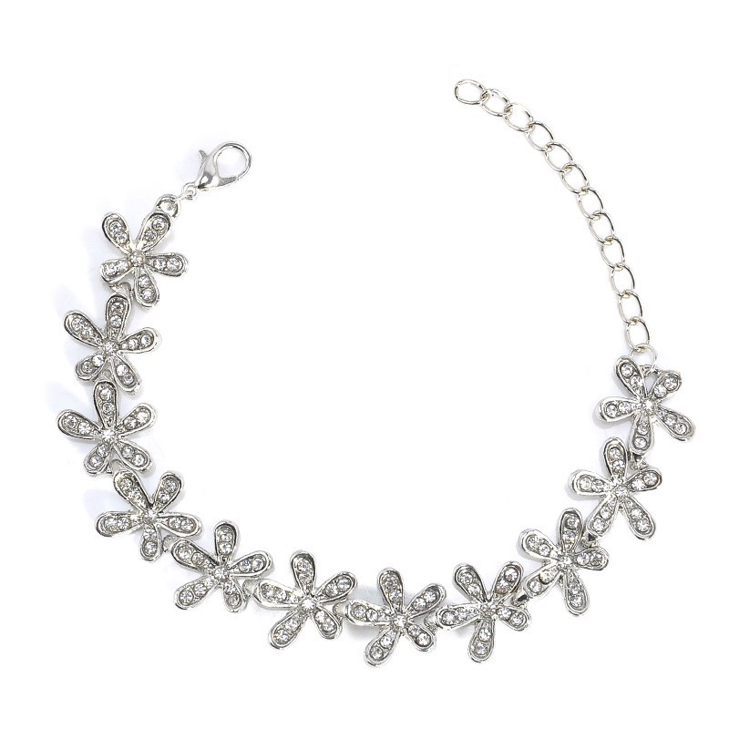 Gelang Bangle Vintage Motif Snowflake Hias Kristal Berlian Imitasi Untuk Wanita