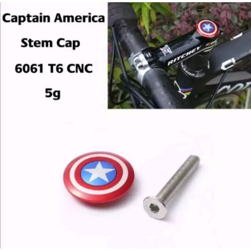 Cover tutup headset top cap motif captain america 28.6 mm 28.6mm sepeda headset stem mtb seli balap lipat folding bike roadbike road bike