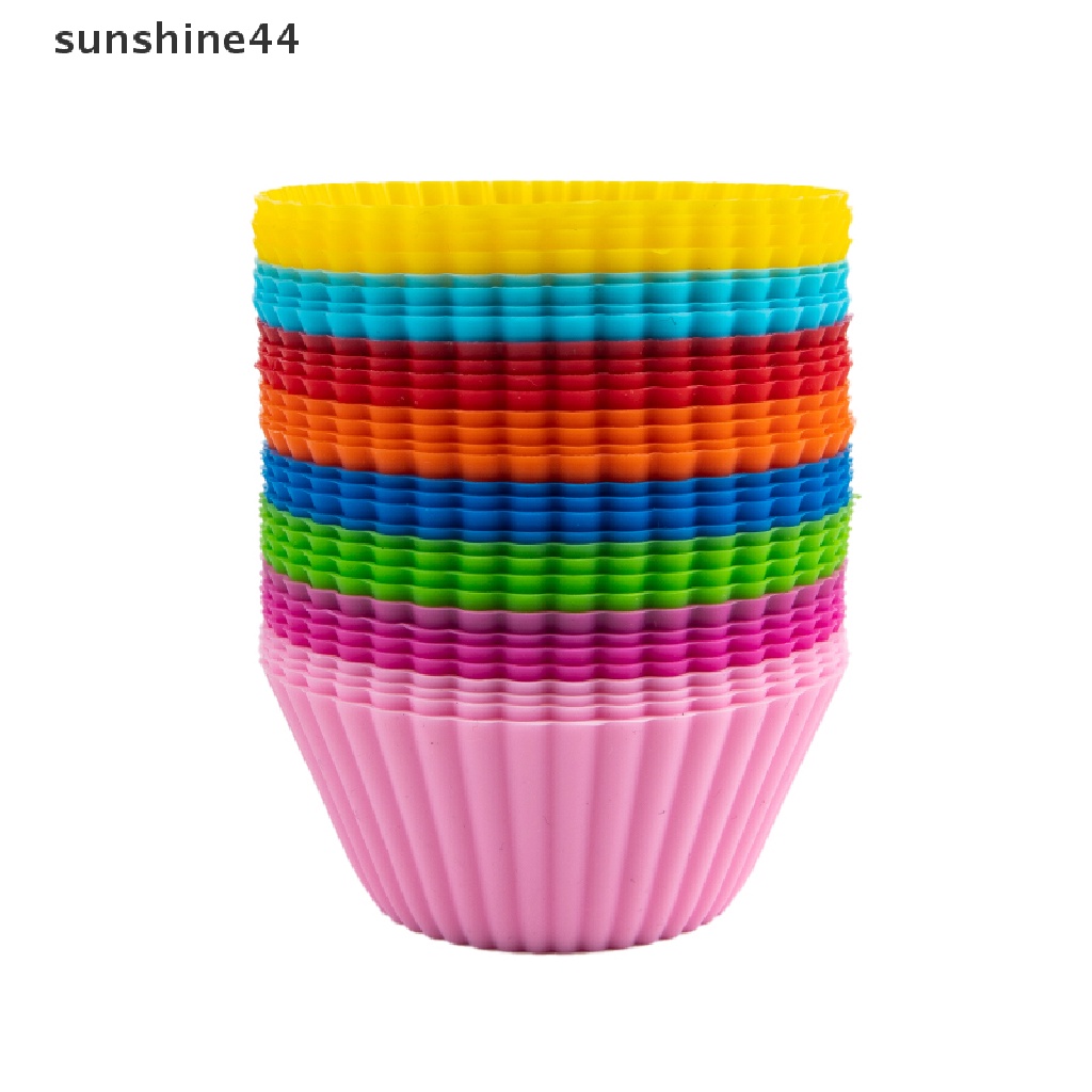 Sunshine 4Pcs / Set Cetakan Cupcake / Muffin Bentuk Bulat Bahan Silikon