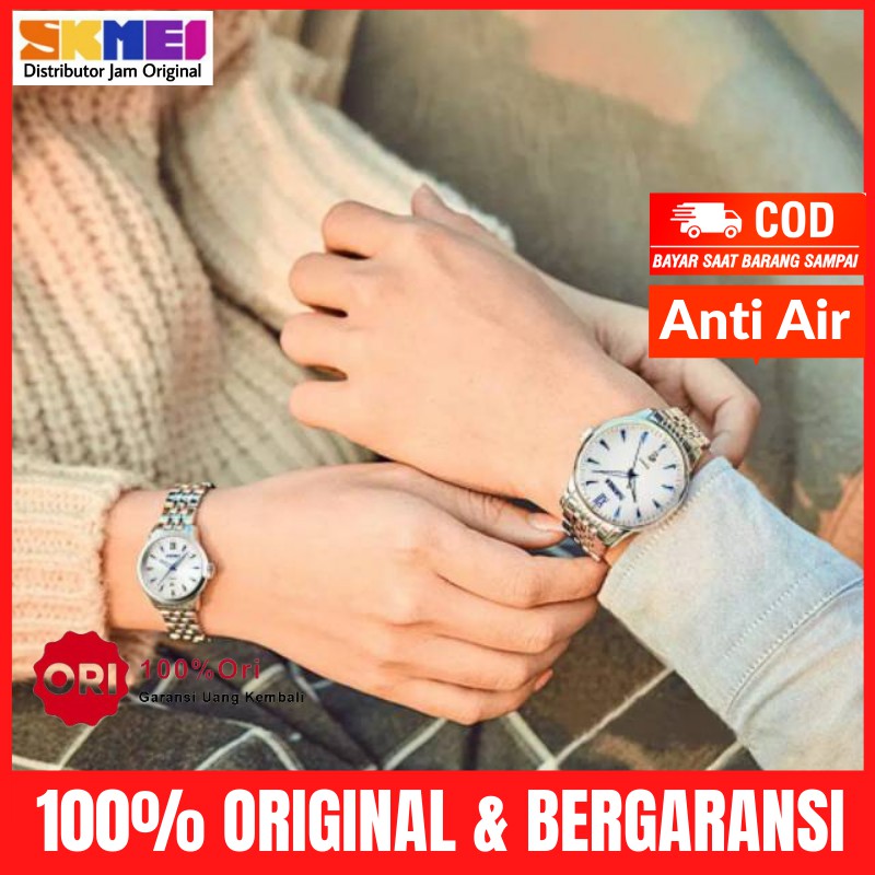 Jam Jm Tangan Tngan Couple Wanita Pria Analog Jarum Skimei Skmei Skeme Skymei Anti Air Original 9071