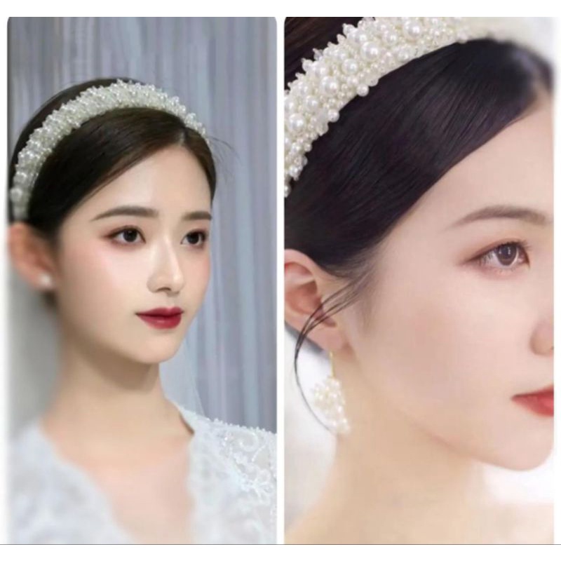 Bando Korea Premium Quality Mutiara Pearl Bandana tidak bikin sakit saat di pakai fashion import Premium Quality 817