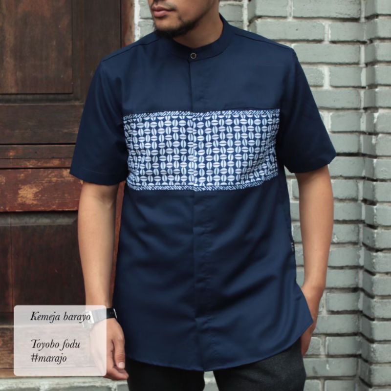 KOKO KURTA LENGAN PENDEK BAHAN TOYOBO kombinasi songket WARNA PUTIH   ABU MAROON HIJAU BOTOL NAVY HITAM  M L XL