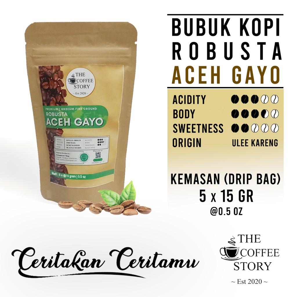 

The Coffee Story / Premium Robusta Kopi Aceh Gayo / Drip Bag / 5 pcs