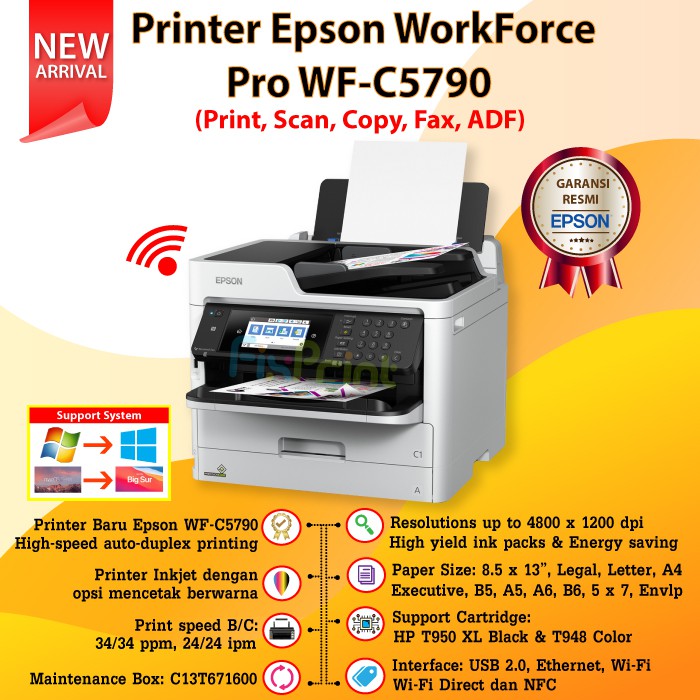 Printer Epson Workforce Pro WF-C5790 WFC5790 WF C5790 Wireless Duplex